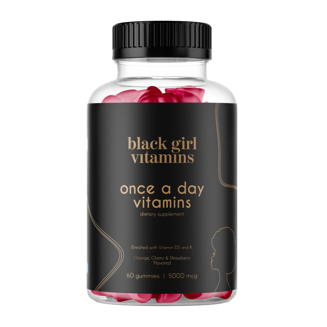 Black Girl Vitamins once a day vitamins dietary supplement, orange, cherry & strawberry flavored, 60 gummies