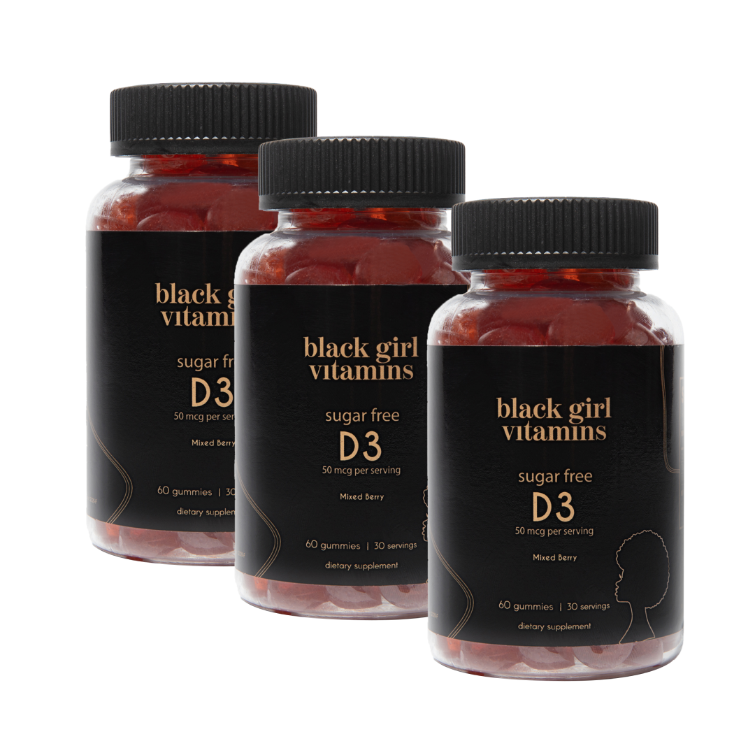 Black Girl Vitamins sugar free D3, 60 gummies, mixed berry flavor, dietary supplement