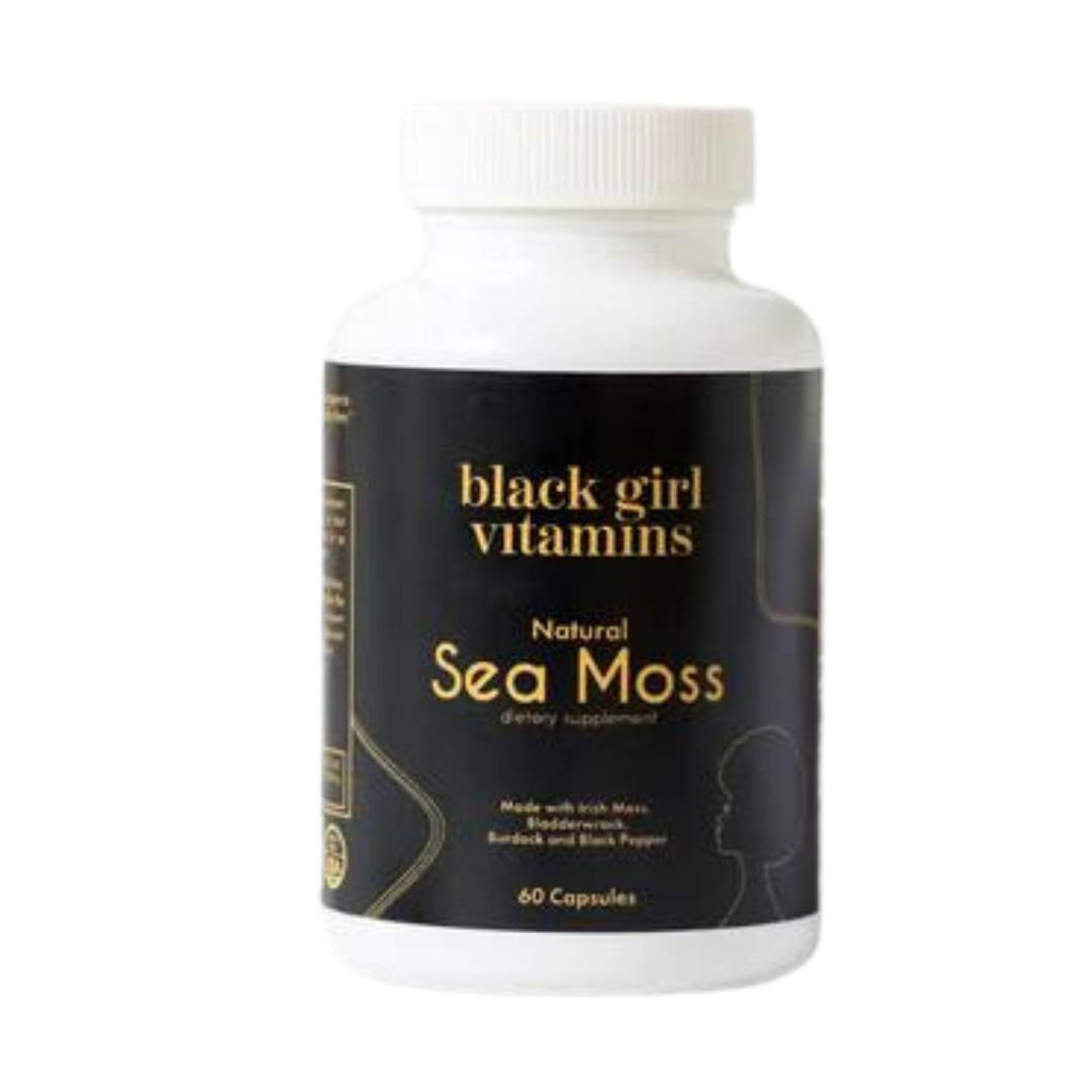 Black Girl Vitamins Natural Sea Moss dietary supplement bottle with 60 capsules